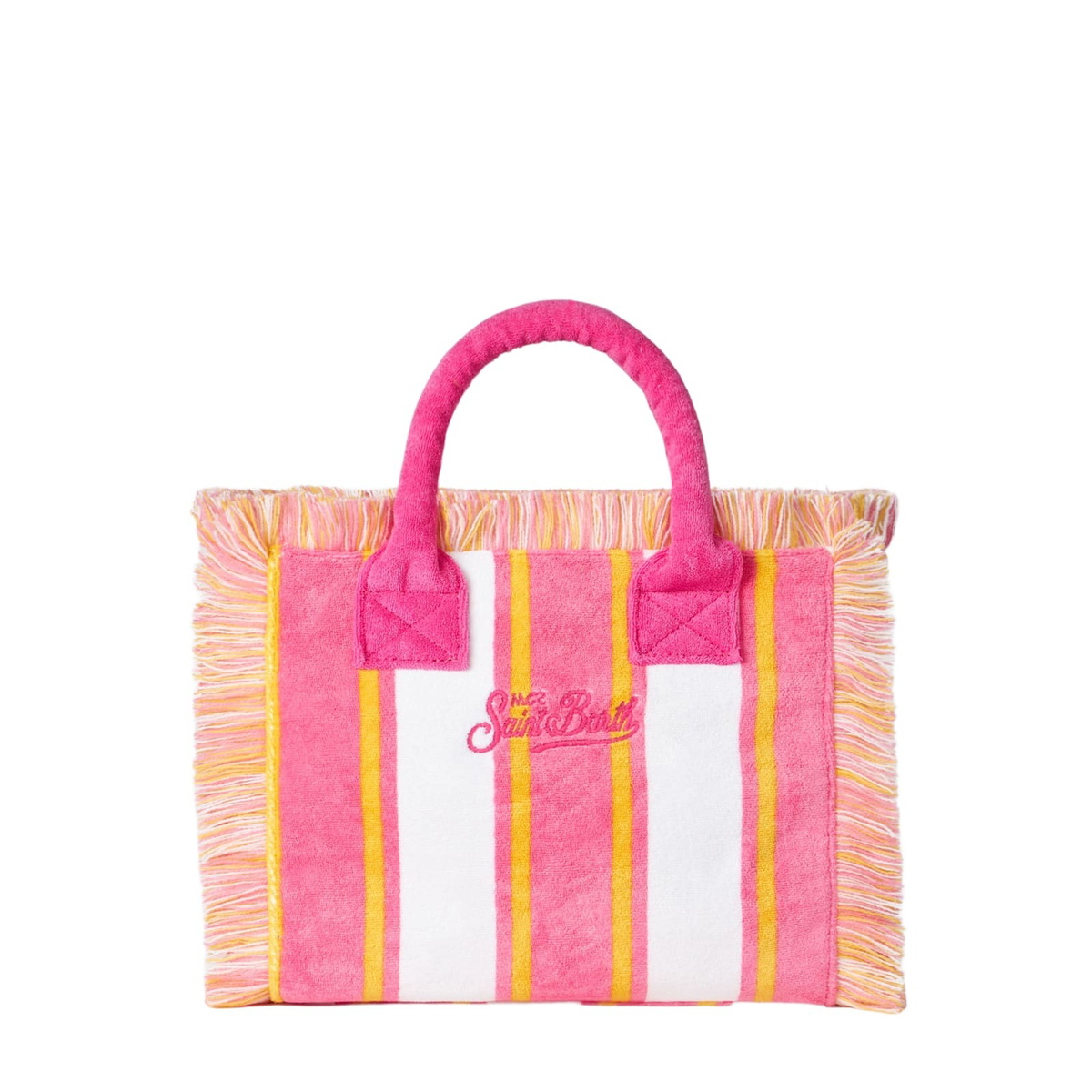 MC2 Saint Barth Colette Striped Terry Handbag With Saint Barth Beach Club Embroidery