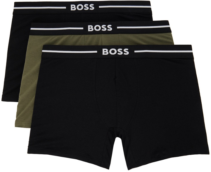 Photo: BOSS Three-Pack Khaki & Black Boxers