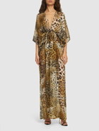 ROBERTO CAVALLI Printed Silk Chiffon Halter Maxi Dress