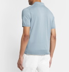 Brioni - Knitted Cotton Polo Shirt - Blue