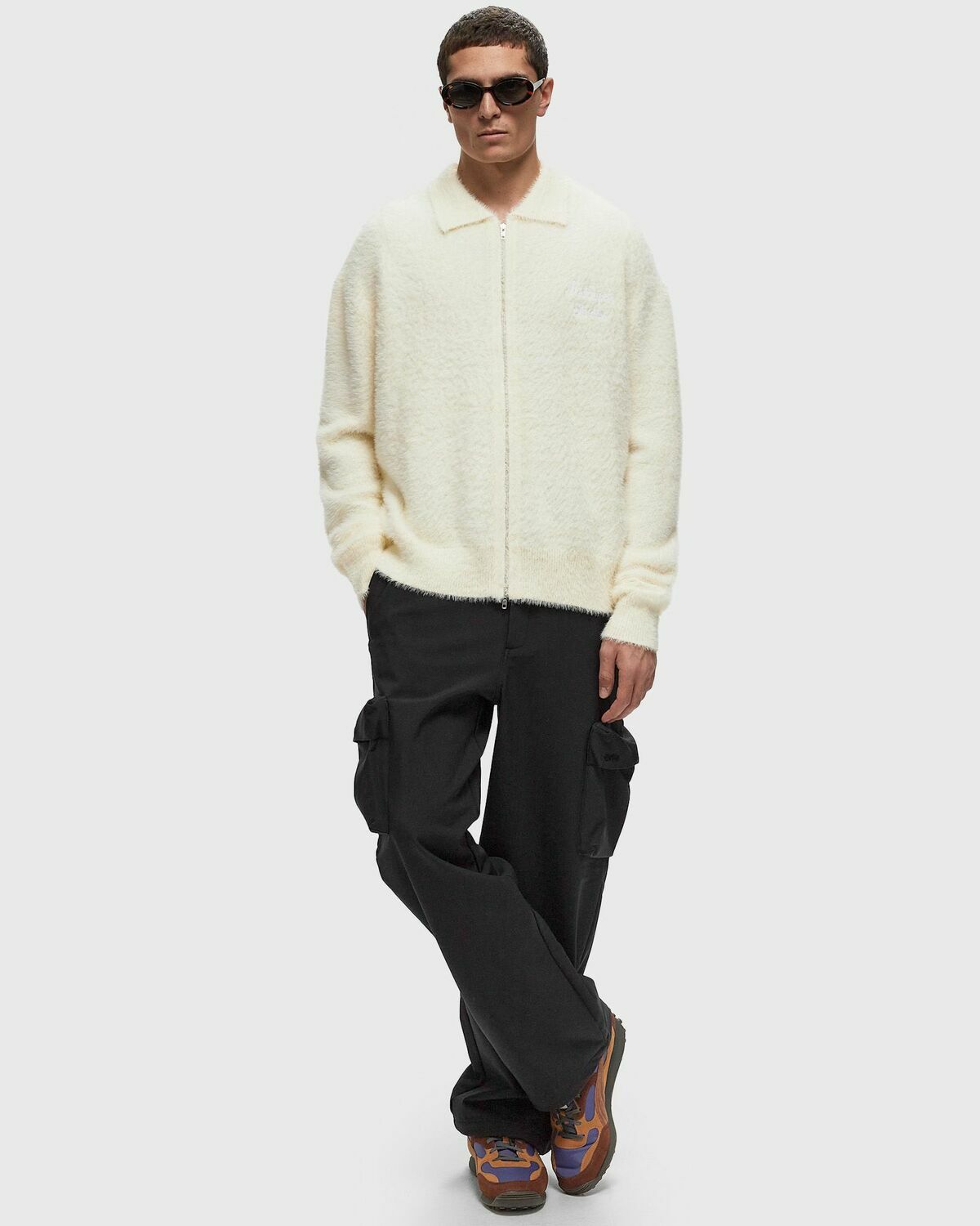 Kid Super Studios Fuzzy Zip Up Beige Pullovers/Zippers & Cardigans