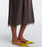 Vince Lace-trimmed satin midi skirt