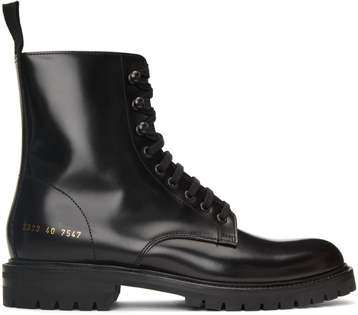 Photo: Common Projects Black Combat Lace-Up Boots