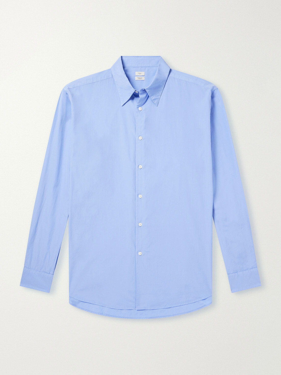 YOKE - Classic-Collar Cotton-Poplin Shirt - Blue