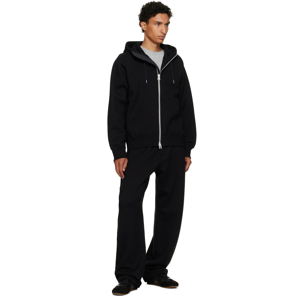 sacai Black Cotton Jersey Hoodie