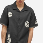 Wax London Men's Didcot Doodle Applique Vacation Shirt in Black/Beige