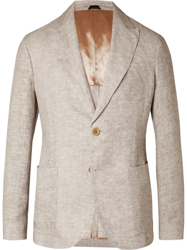 Photo: GIORGIO ARMANI - Mélange Linen-Blend Suit Jacket - Neutrals