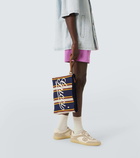 Gucci Large embroidered striped canvas pouch