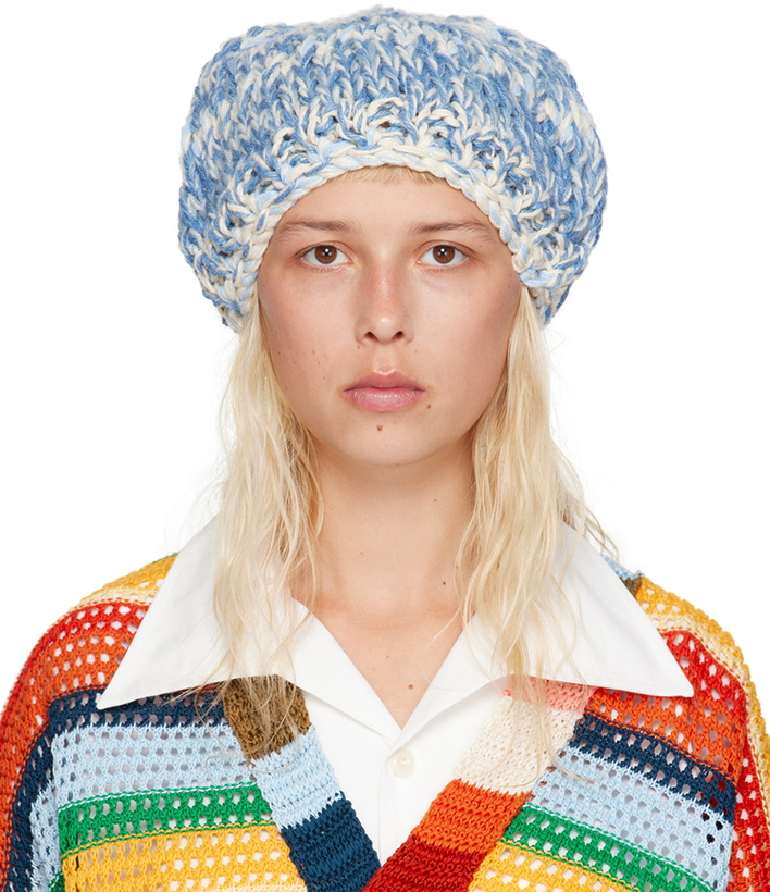 Photo: Nicholas Daley Blue & Off-White Ribbed Beanie
