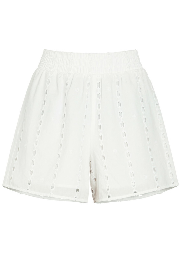 Photo: Anine Bing Kam Embroidered Cotton Shorts White