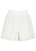 Anine Bing Kam Embroidered Cotton Shorts White