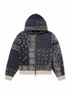 KAPITAL - Panelled Bandana-Print Cotton-Jersey and Quilted Shell Hoodie - Blue