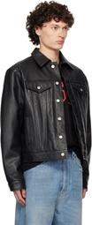 1017 ALYX 9SM Black Grain Leather Trucker Jacket