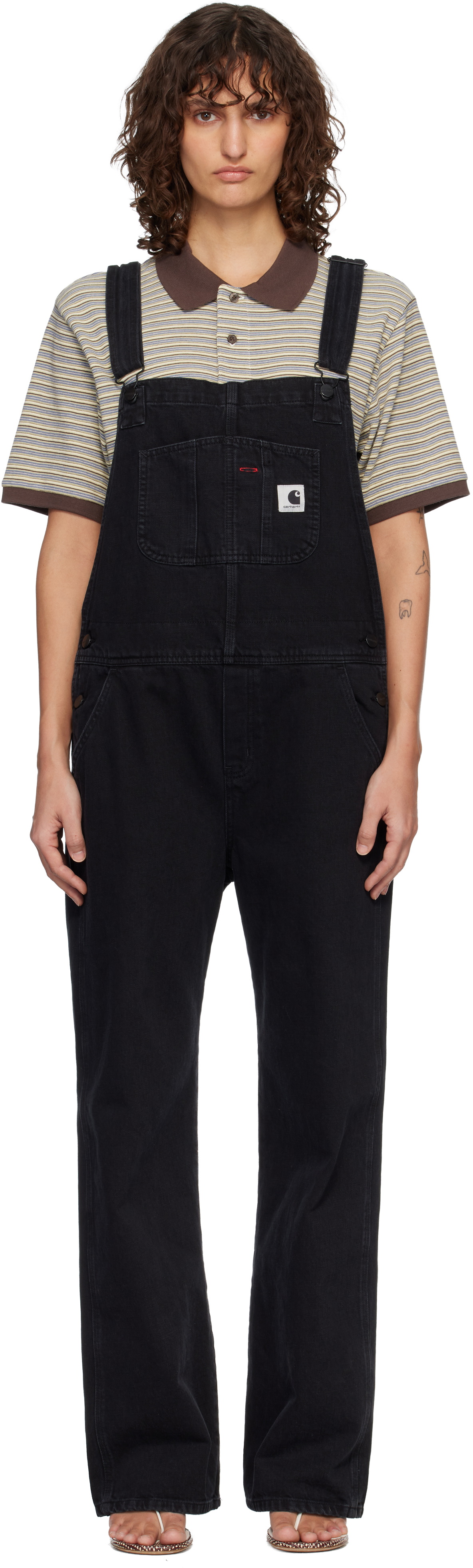 Carhartt Work In Progress Black Bib Straight Denim Overalls