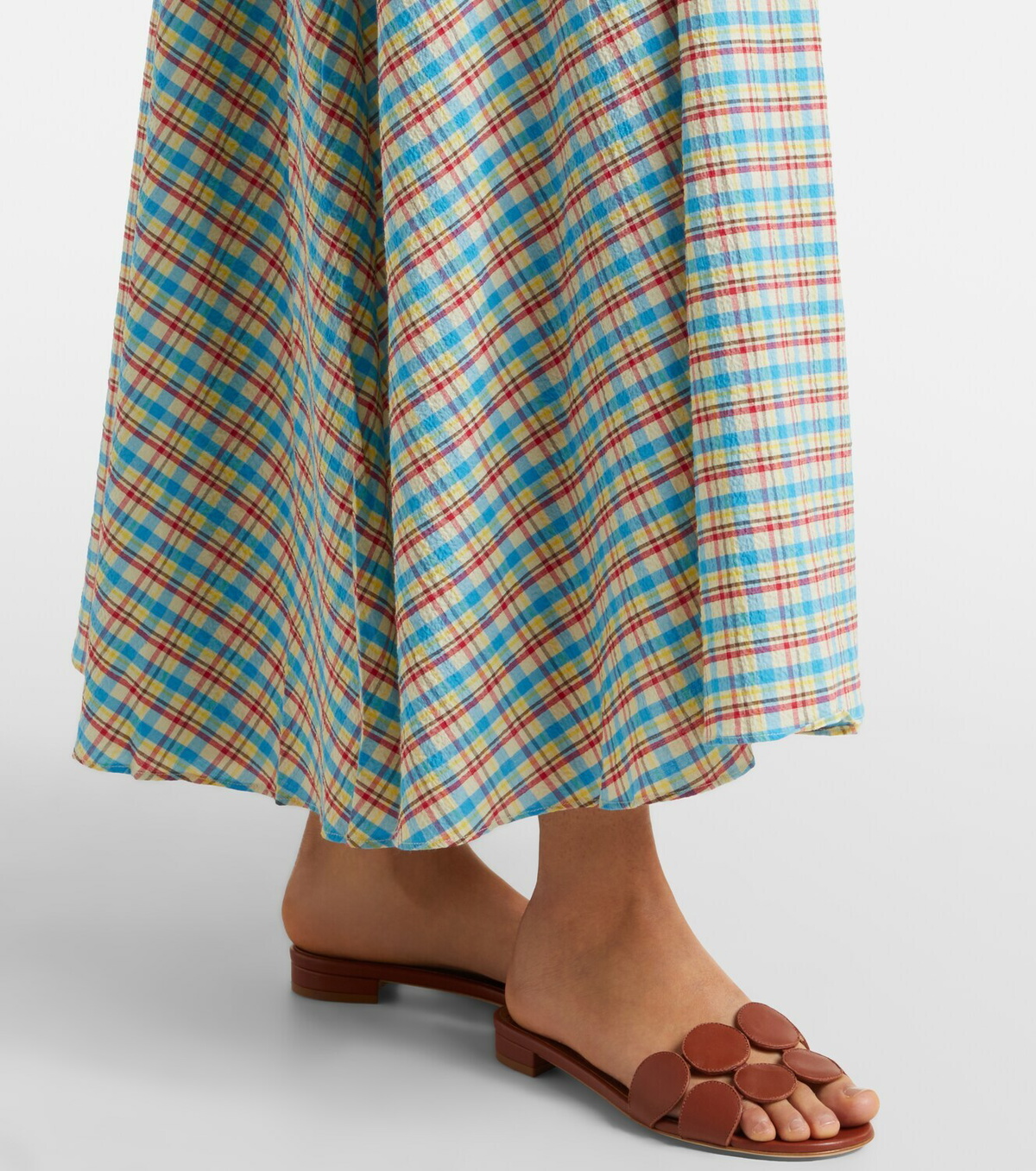 Faithfull Chiara checked cotton-blend midi dress