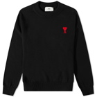AMI Men's Small A Heart Crew Knit in Black/Red
