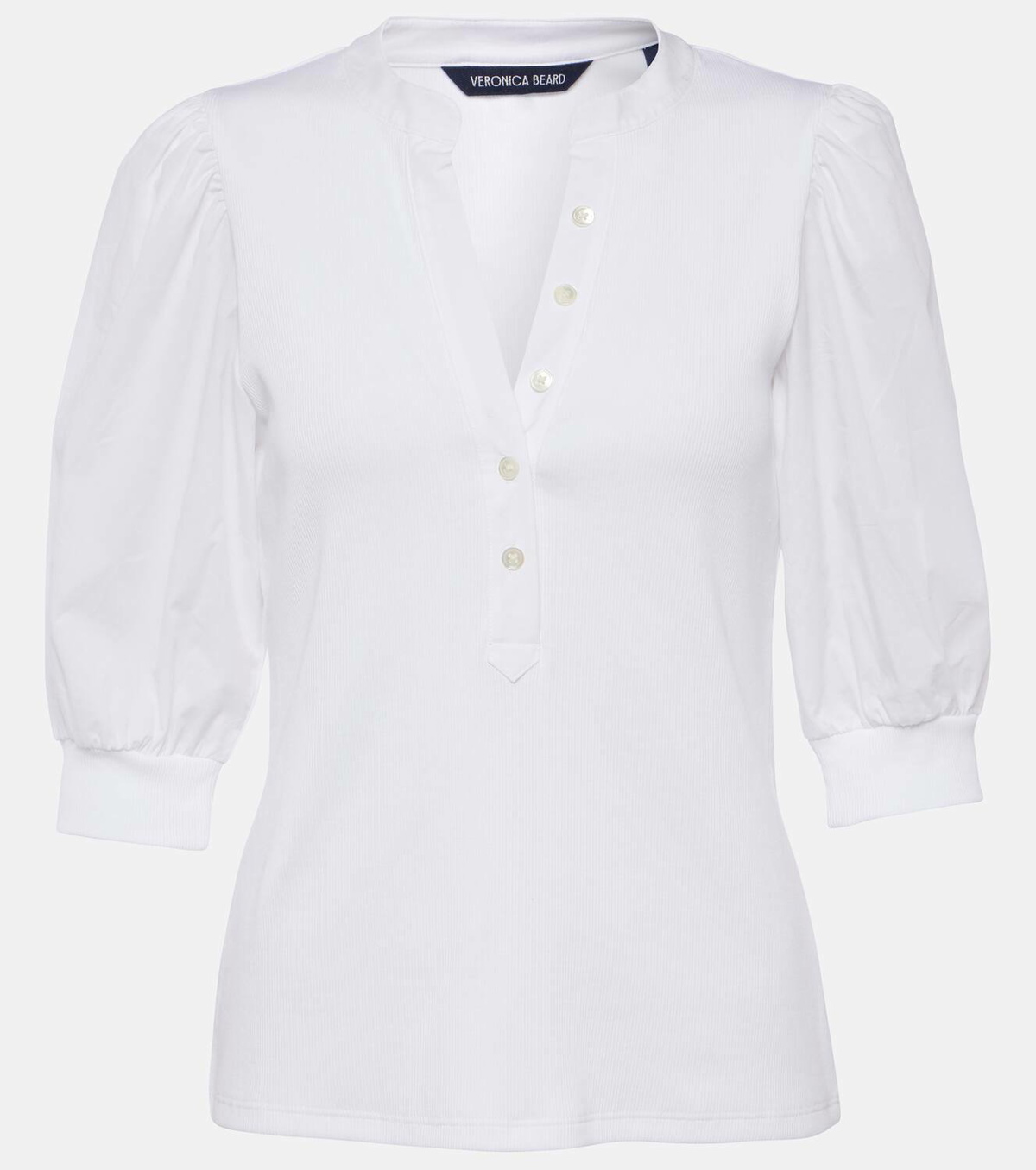 Veronica Beard Coralee puff-sleeve cotton-blend top