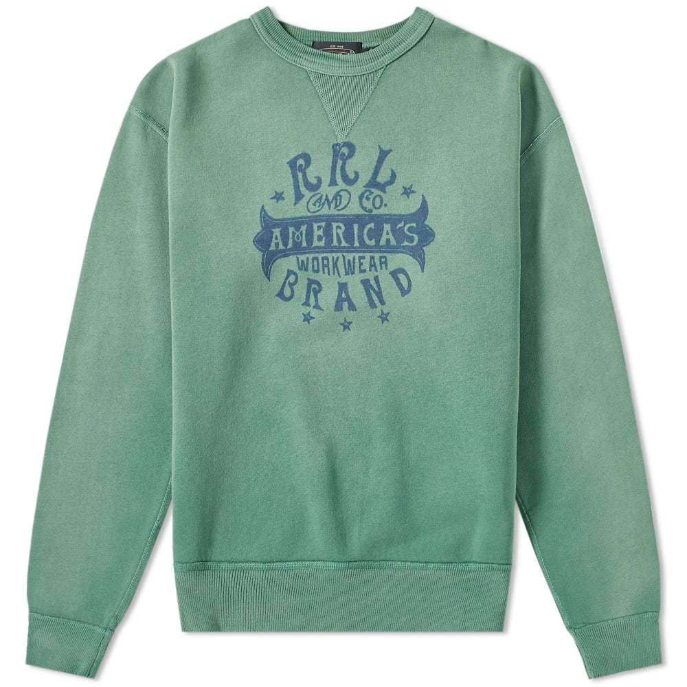 RRL Double V Crew Sweat Americana Green RRL by Ralph Lauren