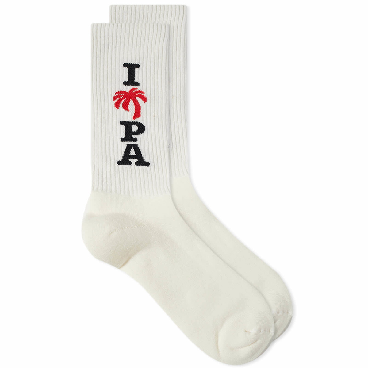Palm Angels Men's I Love PA Sock in White/Black Palm Angels