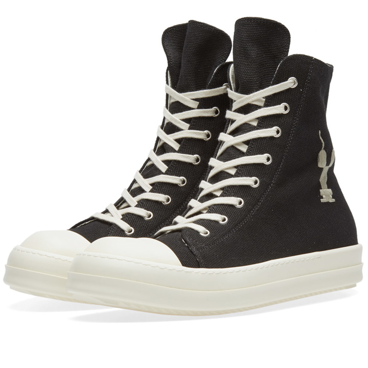 Photo: Rick Owens DRKSHDW Embroidered Logo High Sneaker