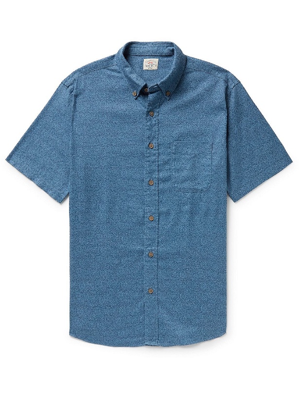 Photo: Faherty - Breeze Button-Down Collar Printed Stretch Hemp-Blend Shirt - Blue