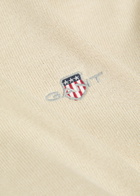 Gant Logo-embroidered Quarter-zip Cotton Jumper Beige