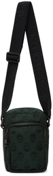 Alexander McQueen Green & Black Biker Skull Messenger Bag