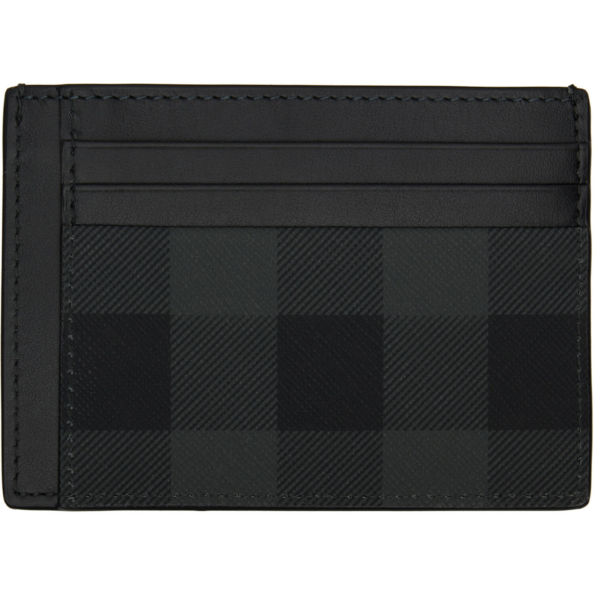 Burberry Gray Check Money Clip Card Holder