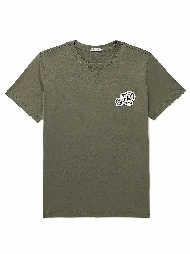 Photo: Moncler - Logo-Appliquéd Cotton-Jersey T-shirt - Green