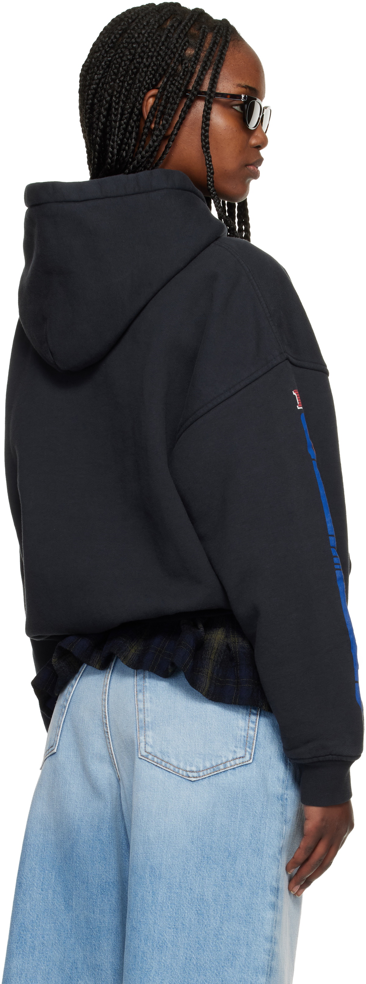 Rhude Black Split Petrol Logo Hoodie