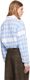 Anna Sui Black & White Gingham Terry Long Sleeve Polo