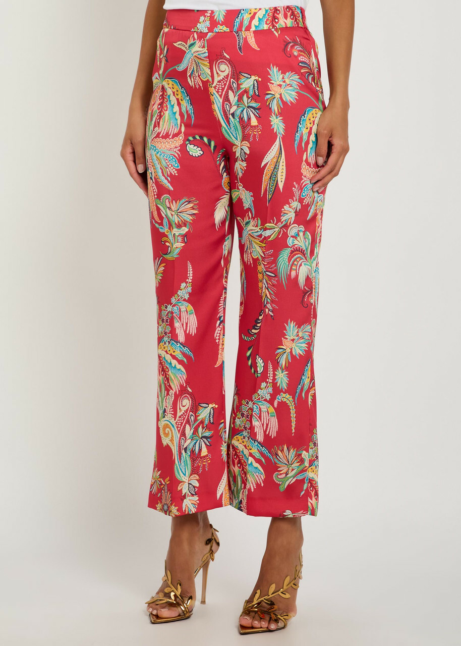 Etro Printed Flared-leg Satin Trousers Multicoloured