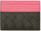 Bottega Veneta Black & Pink Intrecciato Card Holder