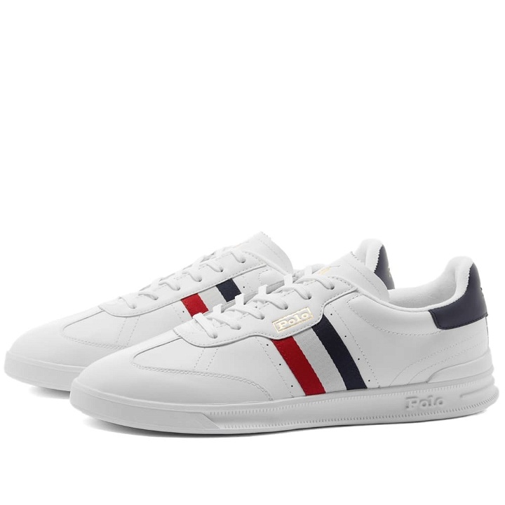 Photo: Polo Ralph Lauren Men's Heritage Aera Sneakers in White/Red/Blue