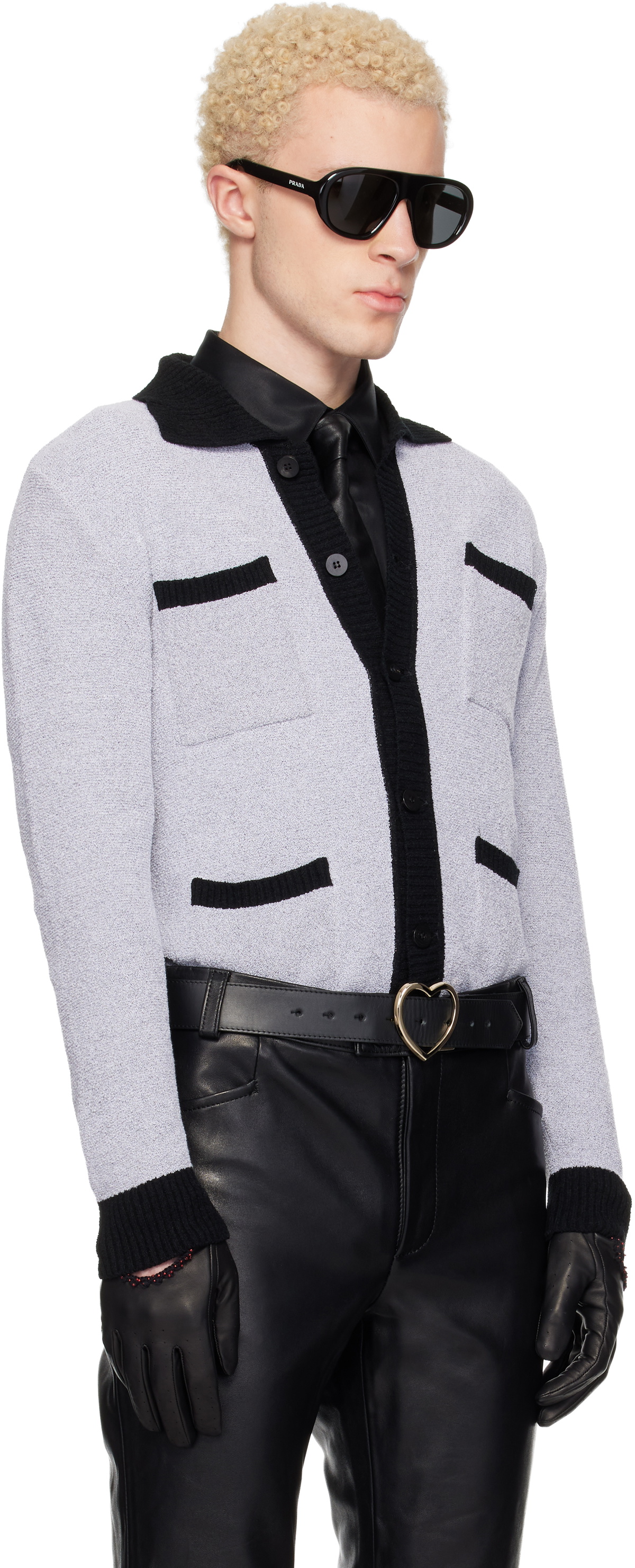 Ernest W. Baker Gray Four Pocket Boucle Cardigan