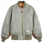 Wacko Maria Men's MA-1 Leopard Panel Flight Jacket in Khaki