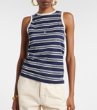 Saint Laurent Cassandre striped cotton jersey tank top