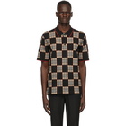 Burberry Black and Beige Merino Wool Blakeford Polo