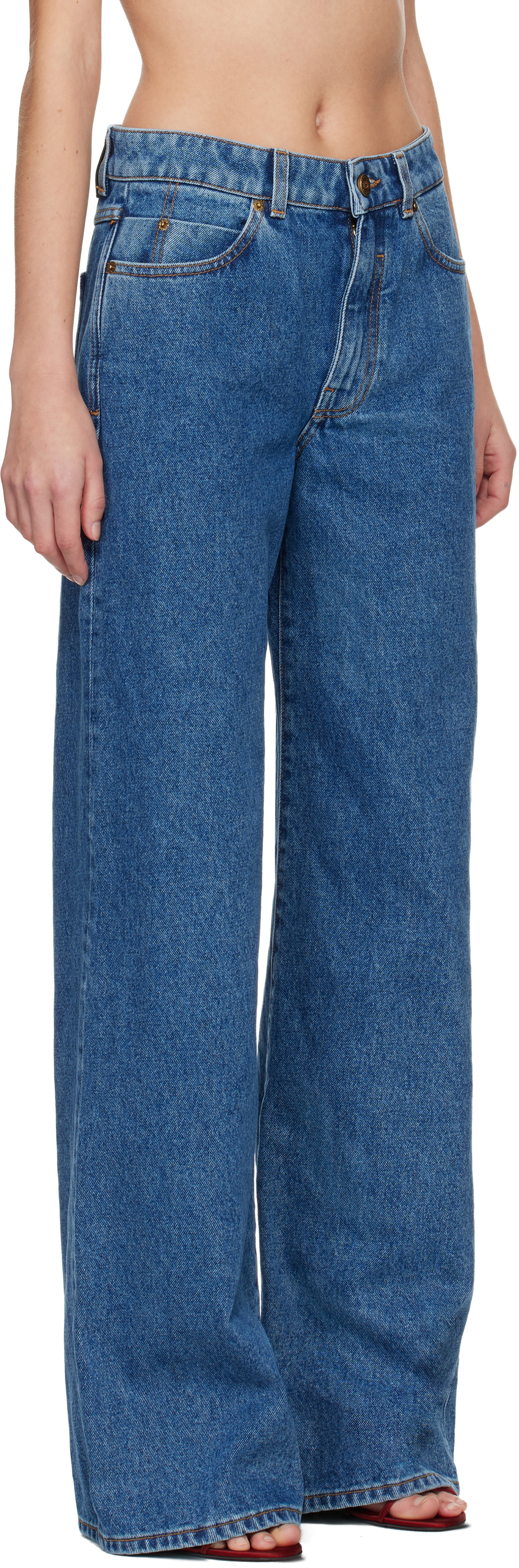 Balmain Blue Straight-Leg Jeans