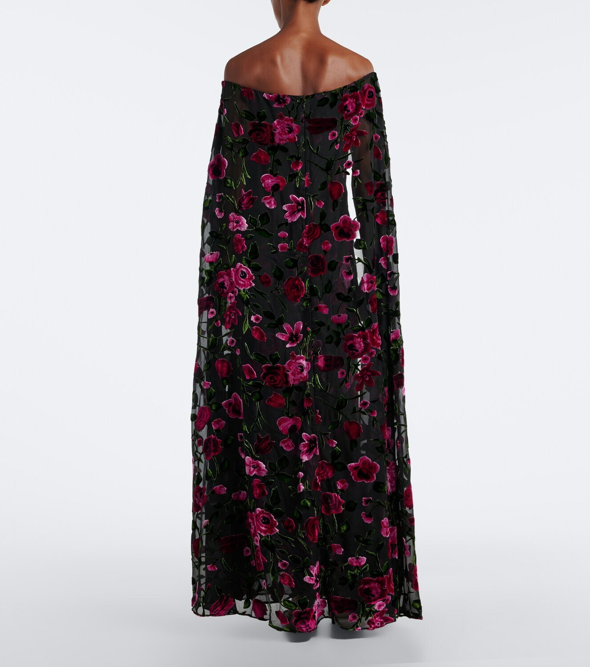 Rodarte Caped floral devoré velvet gown