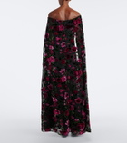 Rodarte Caped floral devoré velvet gown