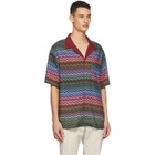 Missoni Red and Khaki Striped Short Sleeve Shirt