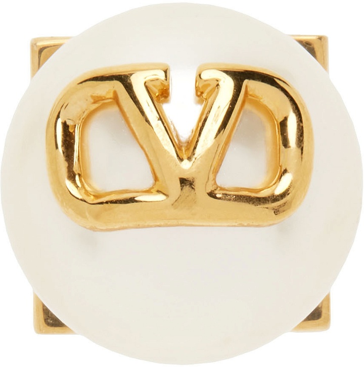 Photo: Valentino Garavani Gold Pearl Rockstud Single Earring