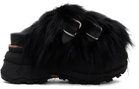 sacai Black Faux-Fur Sandals