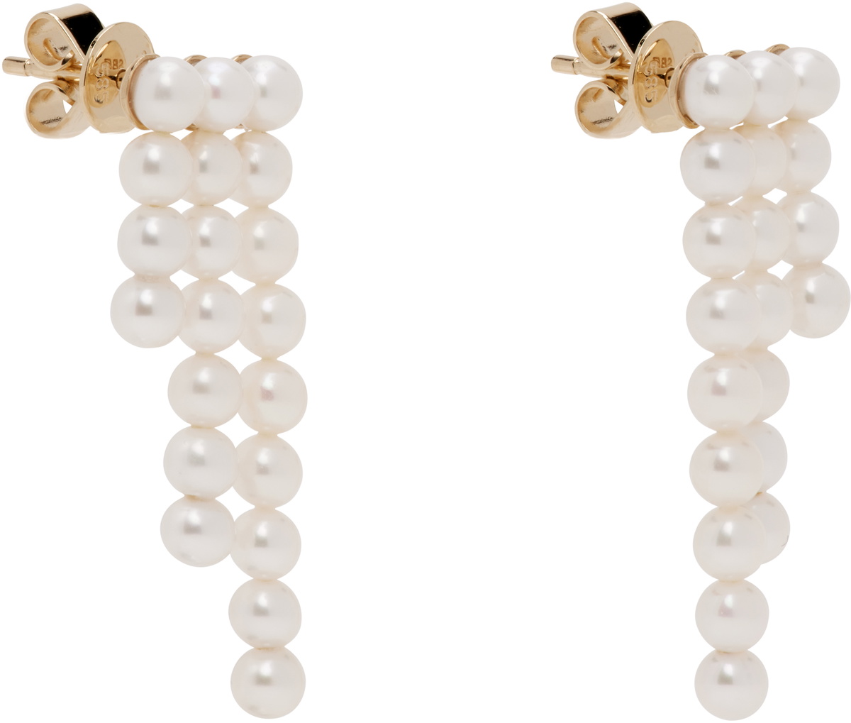 Sophie Bille Brahe White & Gold 'La Valse Trois Temps' Earrings