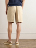 Brunello Cucinelli - Straight-Leg Pleated Linen Bermuda Shorts - Neutrals