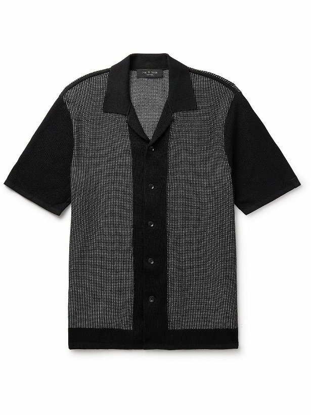 Photo: Rag & Bone - Harvey Camp-Collar Jacquard-Knit Cotton-Blend Shirt - Black