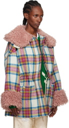 Caro Editions White & Pink Harris Tweed Connie Coat
