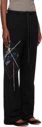 OPEN YY Black Argyle Patched Lounge Pants