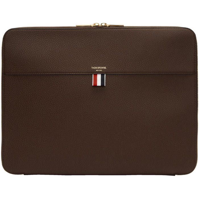 Photo: Thom Browne Brown Zip Around Soft Document Holder